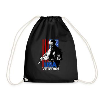 USA VETERAN ELDER ARMY MEMORIAL DAY - Drawstring Bag - black - Front
