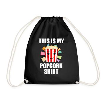Popcorn Design Lustiger Spruch Popcorn essen - Turnbeutel - Schwarz - Vorne