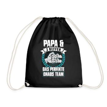 Papa und 2 Neffen Das Perfekte Chaos Team - Turnbeutel - Schwarz - Vorne