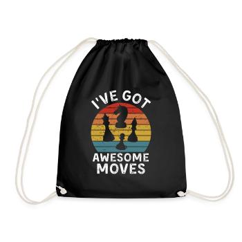 I ve Got Awesome Moves Chess Player Gift - Drawstring Bag - black - Front