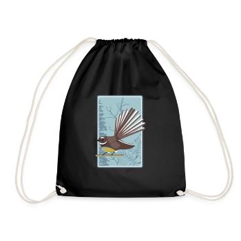 Fantail New Zealand Bird - Drawstring Bag - black - Front