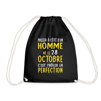Anniversaire - Né 28 Octobre Frôler perfection - Sac de sport léger - noir - Devant