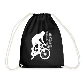 Selten RADLOS in weiss mit MTB Biker Mountainbike - Turnbeutel - Schwarz - Vorne