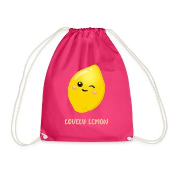 Loving lemon - Drawstring Bag - fuchsia - Front