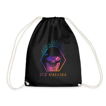 Cyberpun Skull Print - Drawstring Bag - black - Front