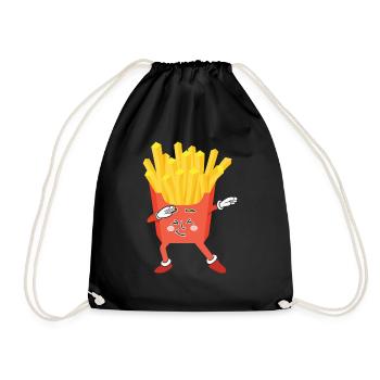 dabbing fries A cone of fries - Drawstring Bag - black - Front