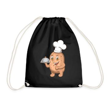 Potatoe Hobby Chef Ironic Vegetable Cooking - Drawstring Bag - black - Front