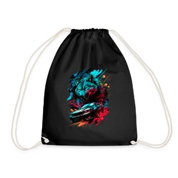 Big bad wolf and bm sports car - Drawstring Bag - black - Front