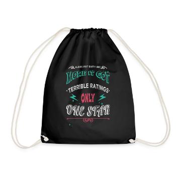 fun alien abduction alien spaceship 2019 - Drawstring Bag - black - Front