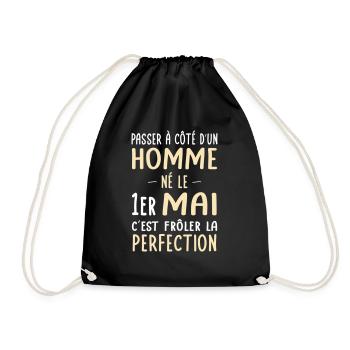 Anniversaire - Né le 1er Mai Frôler perfection - Sac de sport léger - noir - Devant