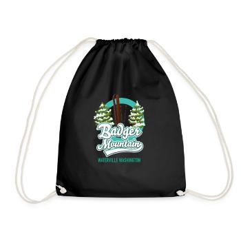 Badger Mountain Waterville Washington to ski logo - Drawstring Bag - black - Front