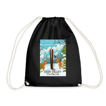 Deer Valley Park City Utah Travel poster - Drawstring Bag - black - Front