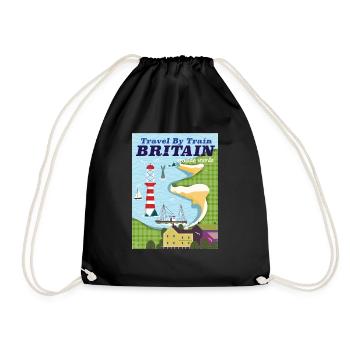 Travel by Train Britain travel poster - Drawstring Bag - black - Front