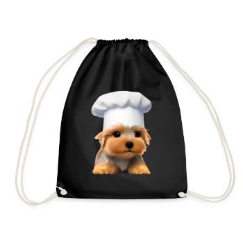 Yorkshire Terrier Cooking Dog Restaurateur Puppy - Drawstring Bag - black - Front