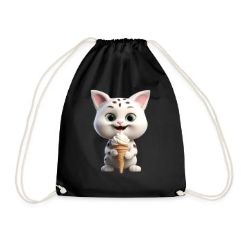Katze mit Eis - Turnbeutel - Schwarz - Vorne