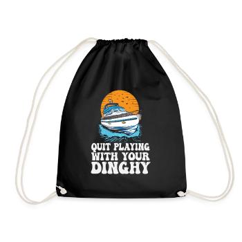 Funny Motorboating Quote Quit Playing With Your - Drawstring Bag - black - Front