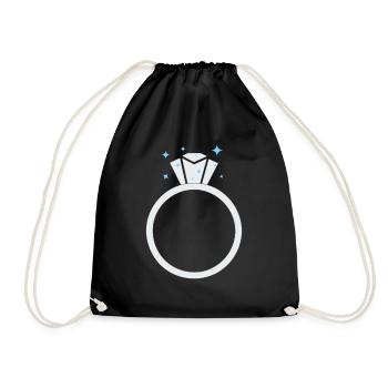 Diamond Wedding ring - Drawstring Bag - black - Front