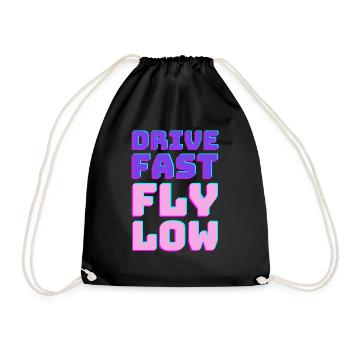 Drive Fast Fly Low - Retro - Turnbeutel - Schwarz - Vorne