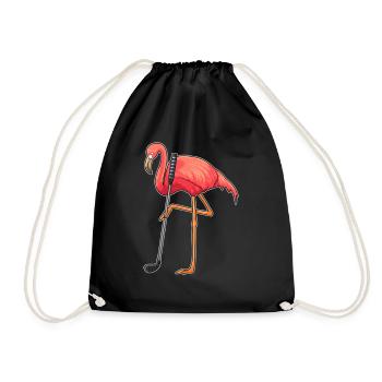 Flamingo at Golf with Golf club T Shirt - Drawstring Bag - black - Front