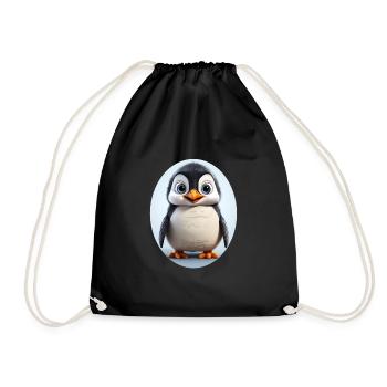Pinguin - Turnbeutel - Schwarz - Vorne