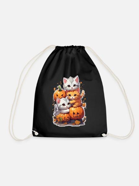Kawaii Halloween Katze Kürbis Halloween Kostüm - Turnbeutel - Schwarz