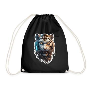 Tiger Tattoo Cyberpunk Robot - Drawstring Bag - black - Front