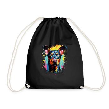 Doberman Colorful - Turnbeutel - Schwarz - Vorne