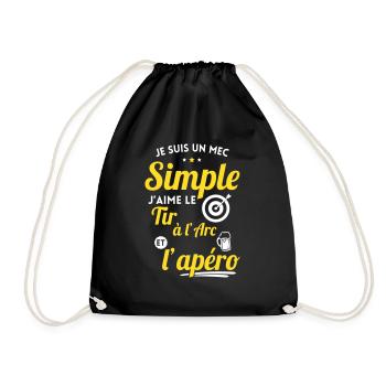 Mec simple j'aime le tir à l'arc et l'apéro - Sac de sport léger - noir - Devant