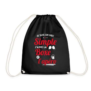 Mec simple aime la boxe et l'apéro cadeau - Sac de sport léger - noir - Devant
