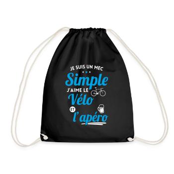 Je suis un mec simple j'aime le vélo et l'apéro - Sac de sport léger - noir - Devant