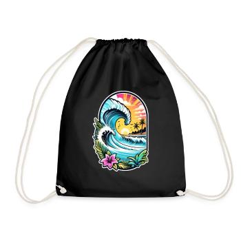 surf plage palmier soleil vacances - Sac de sport léger - noir - Devant