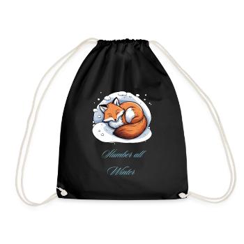 Schlafender Fuchs "Slumber all Winter" - Turnbeutel - Schwarz - Vorne