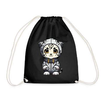 Snow Leopard Winter Leopard Animal - Drawstring Bag - black - Front
