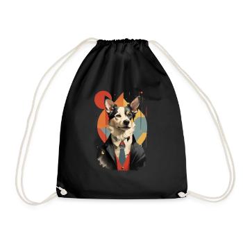 Modern Dog Bauhaus - Drawstring Bag - black - Front