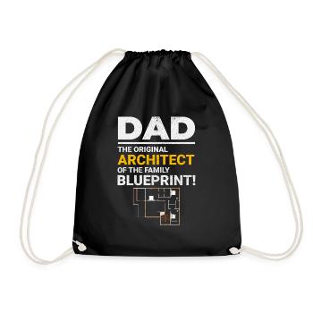 Architect Dad's Blueprint Laughter Father's Day - Drawstring Bag - black - Front