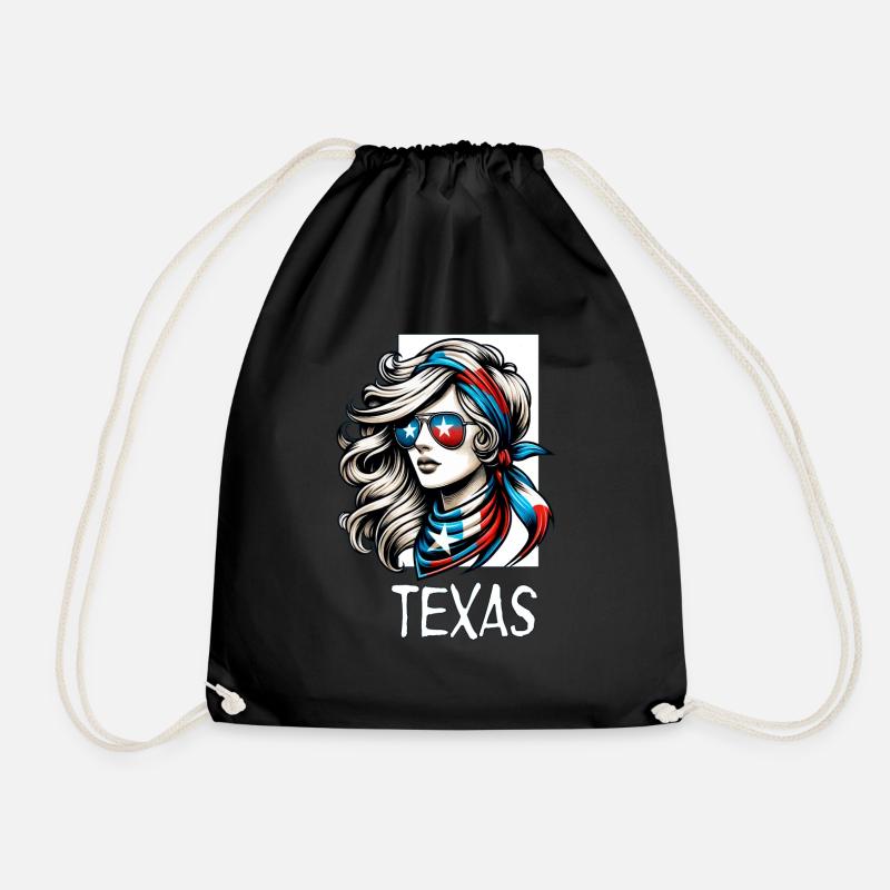 Lone-Star Chic-Texan-Pride - Drawstring Bag - black