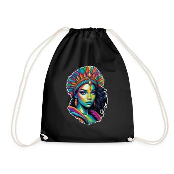 Afro Frau - Schönheit - Turnbeutel - Schwarz - Vorne