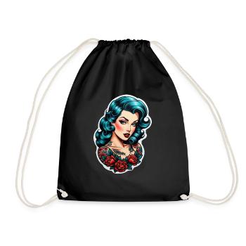 Rockabilly / Pin-up / 50er Jahre - Turnbeutel - Schwarz - Vorne