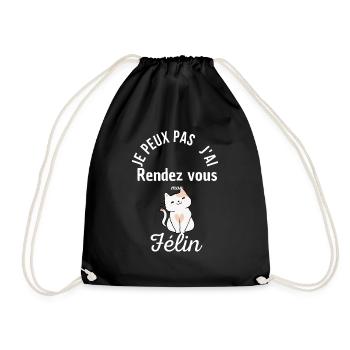 j peux pas j ai mon chat tee shirt chatte félin - Sac de sport léger - noir - Devant