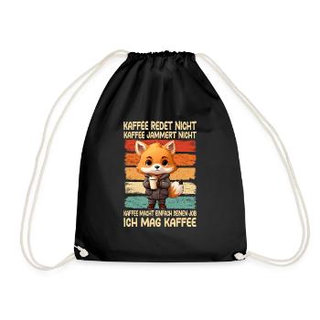 Coffee Don't Talk Coffee Doesn't Whine Fox - Drawstring Bag - black - Front