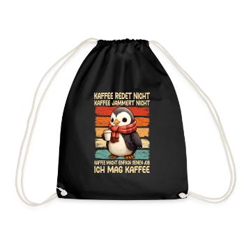 Coffee Don't Talk Coffee Don't Whine Penguin - Drawstring Bag - black - Front