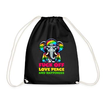 fuck off love peace and happiness - Turnbeutel - Schwarz - Vorne