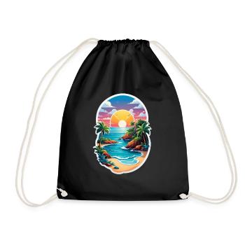 plage vacances soleil mer - Sac de sport léger - noir - Devant