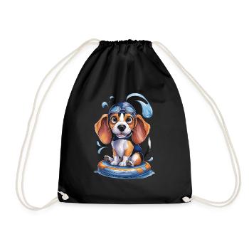 Chiot nageur à l’aventure ! - Sac de sport léger - noir - Devant