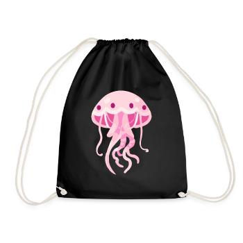 Pink Jellyfish - Drawstring Bag - black - Front