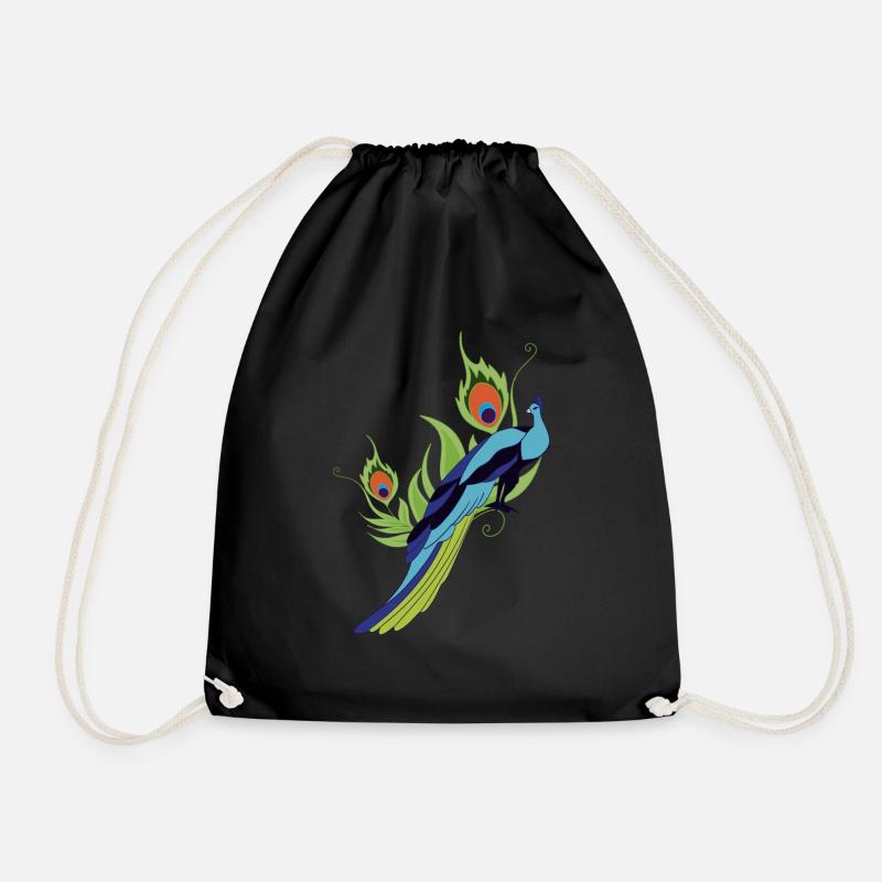 peacock - Drawstring Bag - black