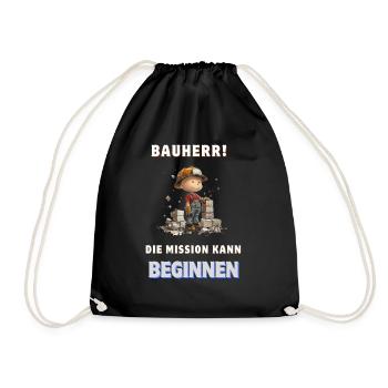 Maurer Bauherr Hausbau Handwerk Geschenk Hauskauf - Turnbeutel - Schwarz - Vorne