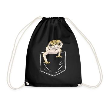 Leopard Gecko Reptile Pet Gecko - Drawstring Bag - black - Front
