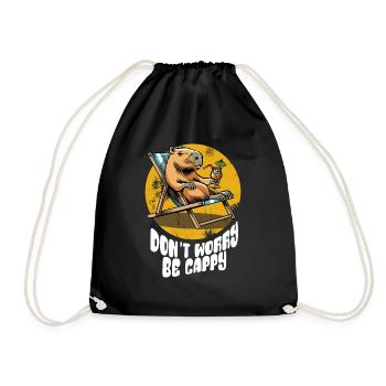 Don't worry be Cappy - Capybara - Holiday - Drawstring Bag - black - Front