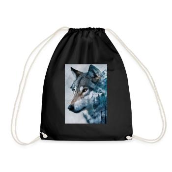 Wolf Wölfe Tier Jaulen Dog Husky - Turnbeutel - Schwarz - Vorne